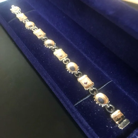 🌷Etruscan Revival Statement Bracelet Multi Colored Gemstones 14K Gold - Picture 10 of 16